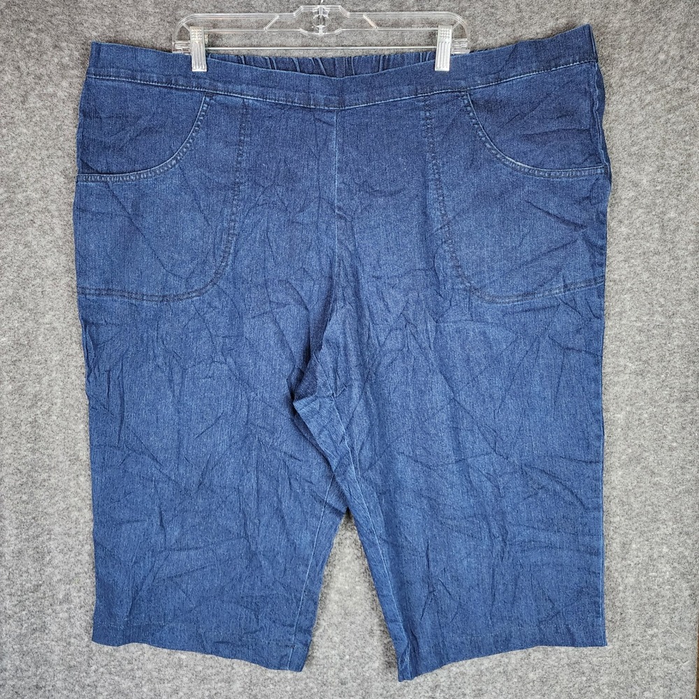 Just My Size Capri Pants Womens 4X JMS2005D Blue Denim Elastic Waist EUC